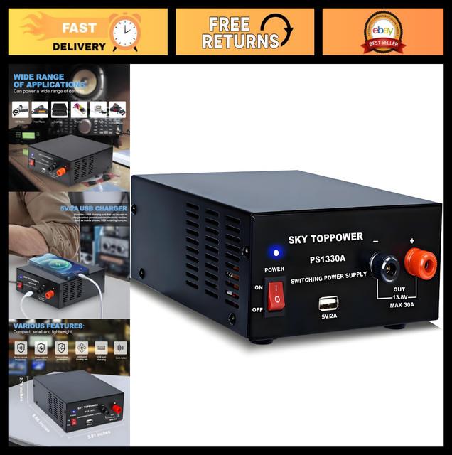 30a 13.8v Dc Power Supply For Ham Radio & Amplifiers, Usb 5v 2a, Compact Lab Ben