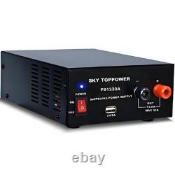 30A 13.8V DC Power Supply for Ham Radio & Amplifiers, USB 5V 2A, Compact Lab Ben