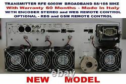 Broadcast Prof. 6000w FM Stereo Transmitter Wide Band 88 108 Mhz Weight 28 kg