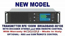 Broadcast Professional 1000 w FM Stereo Transmitter Wide Band 88/108 Mhz NEW