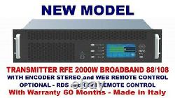 Broadcast Professional 2000w FM Stereo RDS Transmitter Wide Band 88/108 Mhz NEW