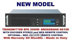 Broadcast Professional 3000w FM Stereo RDS Transmitter Wide Band 88/108 Mhz NEW