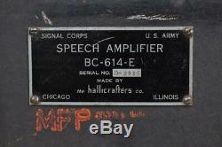 HALLICRAFTERS BC-614-E SPEECH AMPLIFIER for BC-610 TRANSMITTER