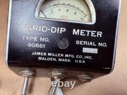 James Millen 90651 Vintage Ham Radio Grid Dip Meter with Coils in Wood Case