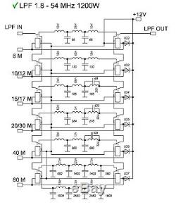 Low pass filter LPF 1200W LDMOS BLF188XR MOSFET power amplifier 1.8-54 MHz