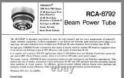 RCA CERMOLOX 8792 Beam Power Tube 1,000 Watt AMPLIFIER Ham Radio Transmitter