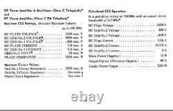 RCA CERMOLOX 8792 Beam Power Tube 1,000 Watt AMPLIFIER Ham Radio Transmitter