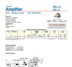 RF Power Amplifier 10MHz to 2GHz 50 Ohms ZKL-2