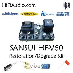 SANSUI HF-V60 amplifier rebuild restoration Capacitor Kit fix repair instruction