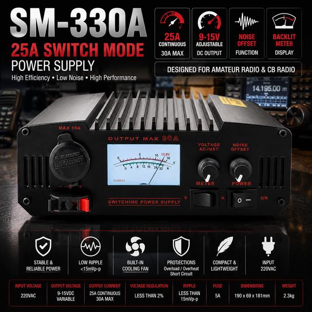 Sm-330a 25a Switch Mode Power Supply 9-15v Dc Variable Ham Radio Cb Radio