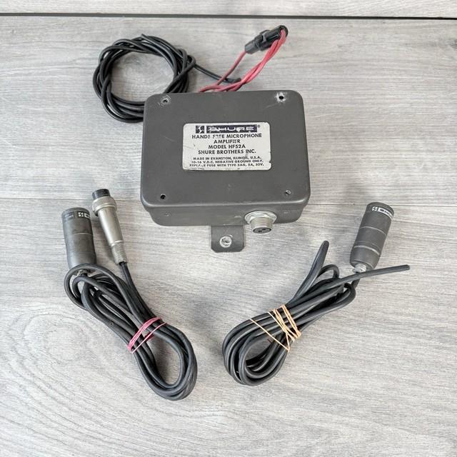 Vintage Shure Hf52a Hands Free Microphone Amplifier With Two Mics Untested